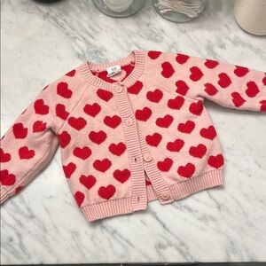 Heart Patterned Pink and Red Baby Cardigan